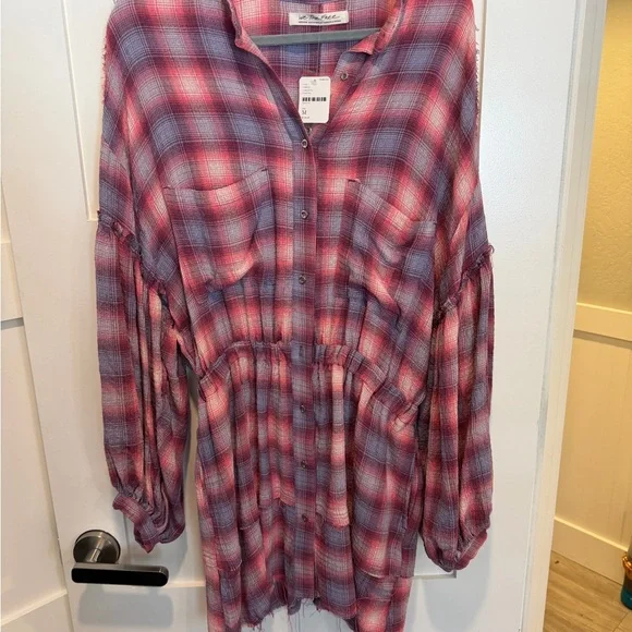 We The Free Pink and Gray Plaid Shirt - Picture 1 of 9